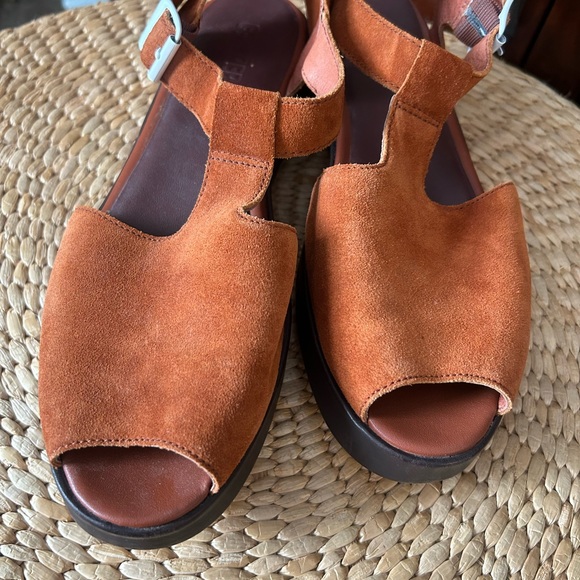 Camper Dessa Women's Size 41/10 Leather  Platform Sandals Shoes Orange Brown - Picture 3 of 9